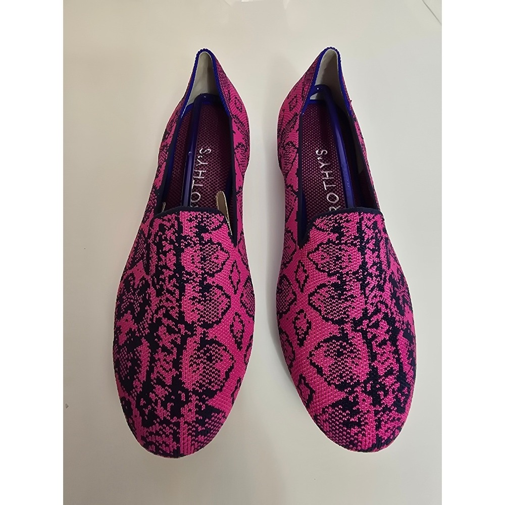 ROTHY'S Fuchsia Navy Snake Print Loafers Flats‎ Womens Size 9 New